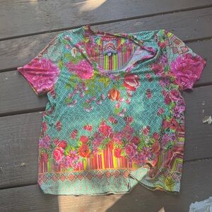 Johnny Was Multicolor Floral Top
